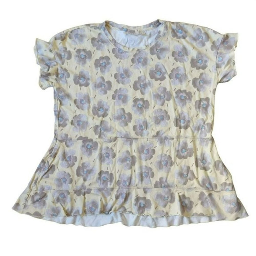 Logo Lori Goldstein Floral Cotton Blend Top Size M
